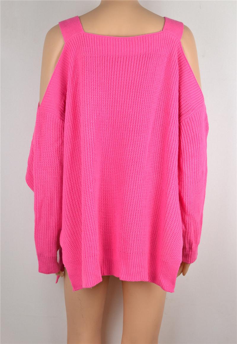 Изображение товара: Осенне-зимний пушистый розовый женский свитер, женский тонкий трикотажный пуловер, джемперы, Повседневный свитер в рубчик с открытыми плечами
