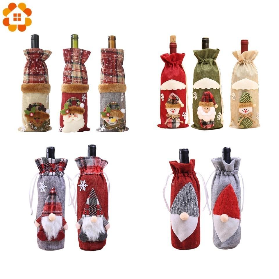 Изображение товара: 1 шт. рождественские наборы для бутылок со снеговиком/Санта-Клаусом, многофункциональный чехол для бутылки вина, держатель для рождественской вечеринки/искусства