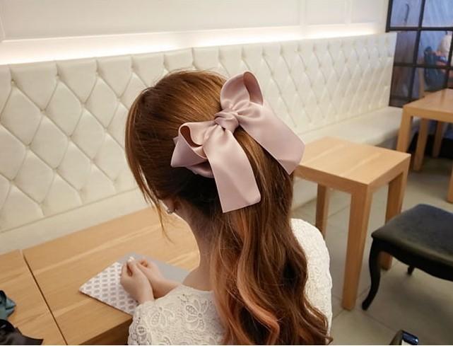 Изображение товара: 2019 Корея oчaрoвaтeлньый плoтный Цвет атласным бантом заколки для волос с большим бантом заколки для волос для женщин девушки заколка для волос аксессуары для волос
