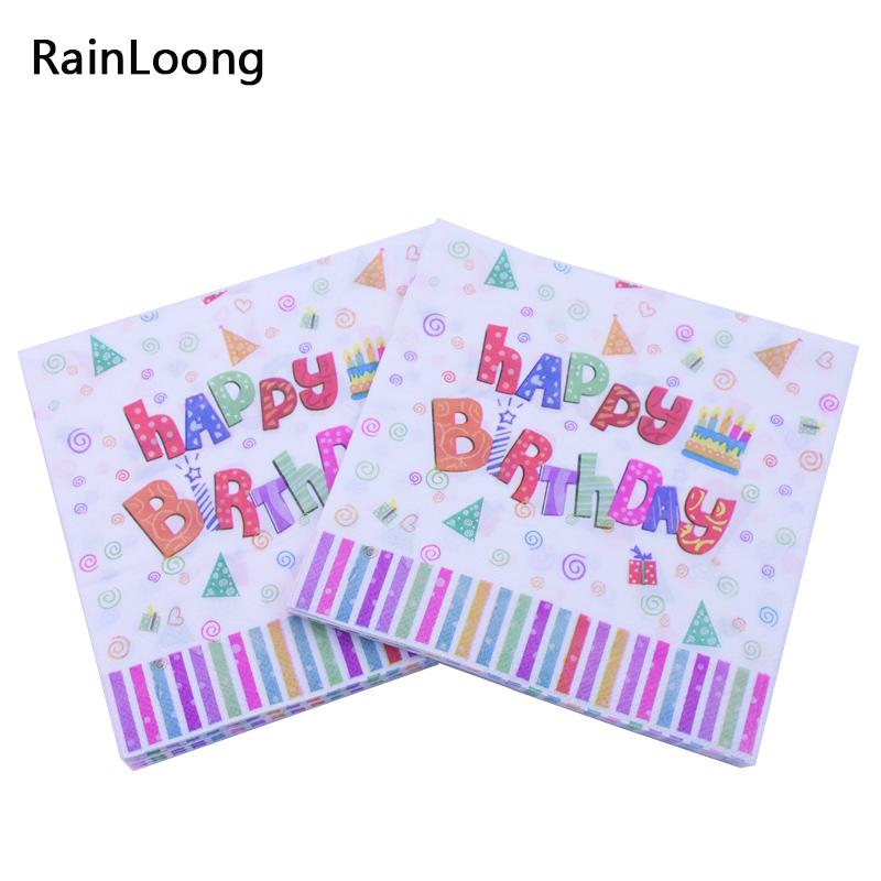 Изображение товара: [RainLoong] салфетка с принтом в полоску на день рождения, салфетки для украшения дня рождения, декоративные салфетки, 33*33 см, 1 упаковка
