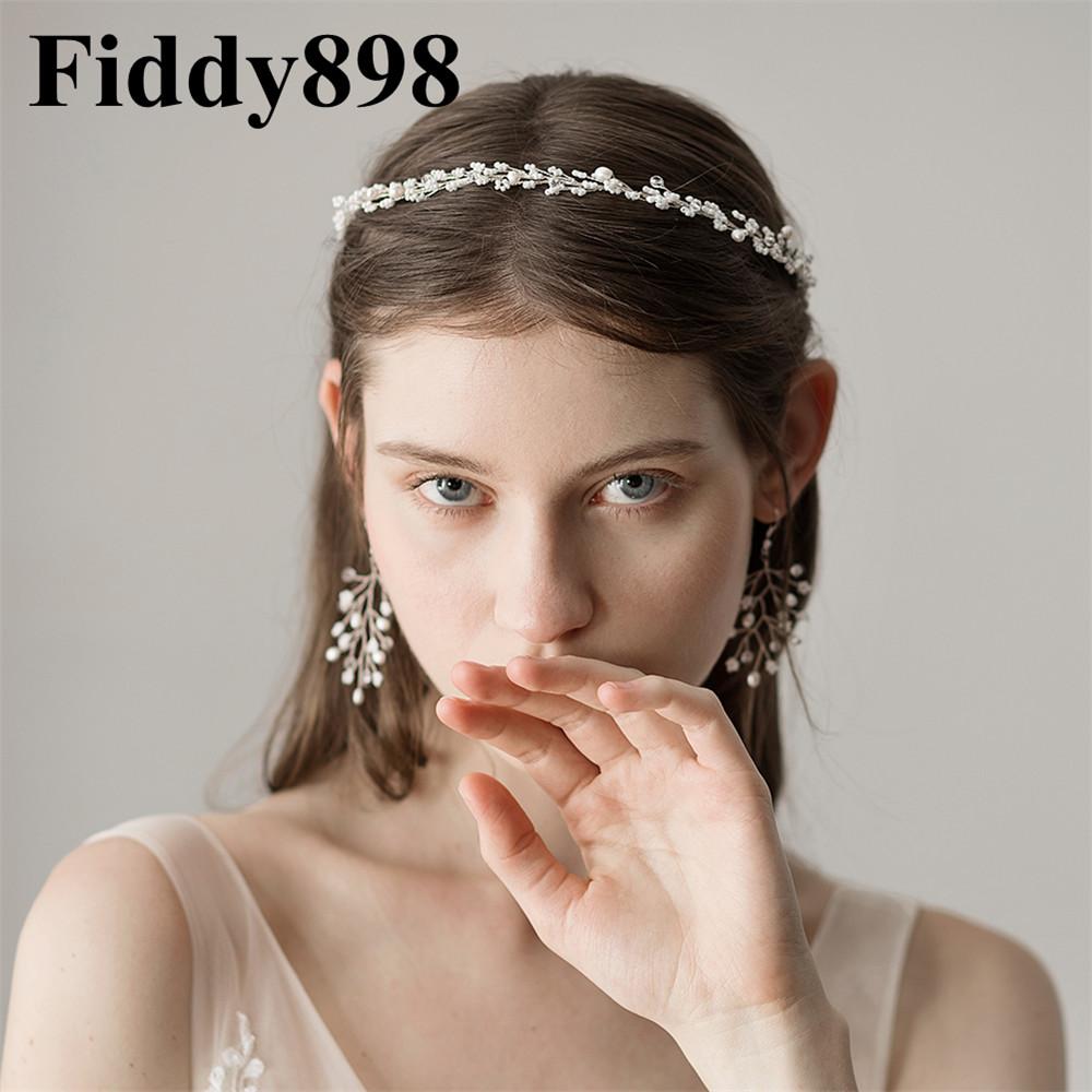 Изображение товара: Винтажное свадебное украшение жемчуг аксессуары для волос с бисером цветок повязка на голову Свадебные украшения Свадебная повязка на голову корона для женщин HD80