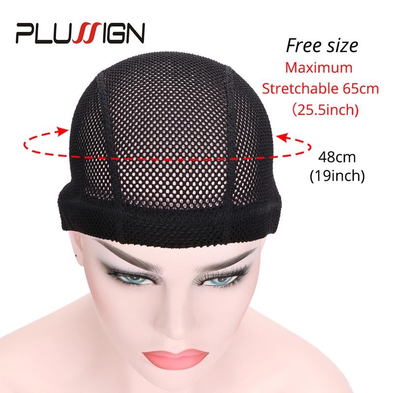 Изображение товара: Сетчатая купольная шапочка для парика Plussign с большим отверстием черная купольная шапочка для париков с отличной эластичной лентой волнистая шапочка 1 шт.