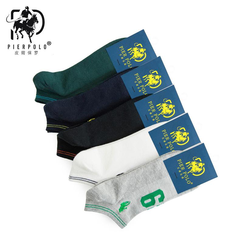 Изображение товара: Мужские дышащие носки PIER POLO, брендовые деловые хлопковые повседневные спортивные носки до щиколотки, мужские антибактериальные смешанные цвета, оптовая продажа