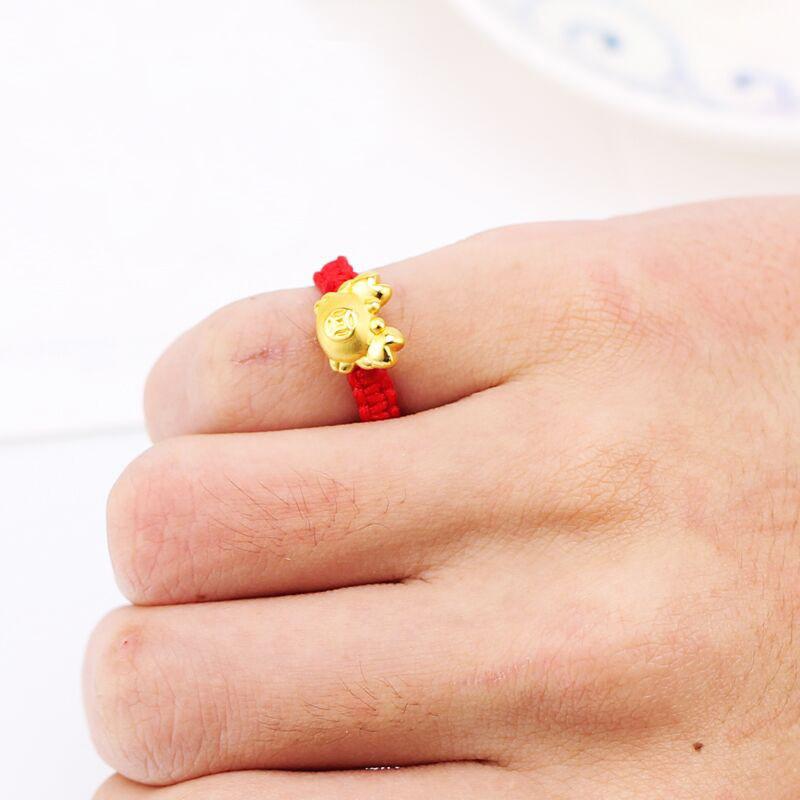 Изображение товара: Чистый 999 24K кольцо из желтого золота Для женщин нежное кольцо с камнем кольцо с переплетенными элементами P6295