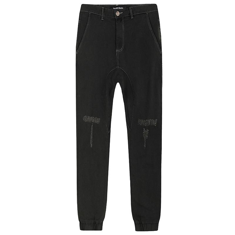 Изображение товара: 2022 новые весенние мужские модные джинсовые брюки черного цвета, брендовая одежда для мужчин, облегающие джинсы-шаровары, мужские брюки 172079