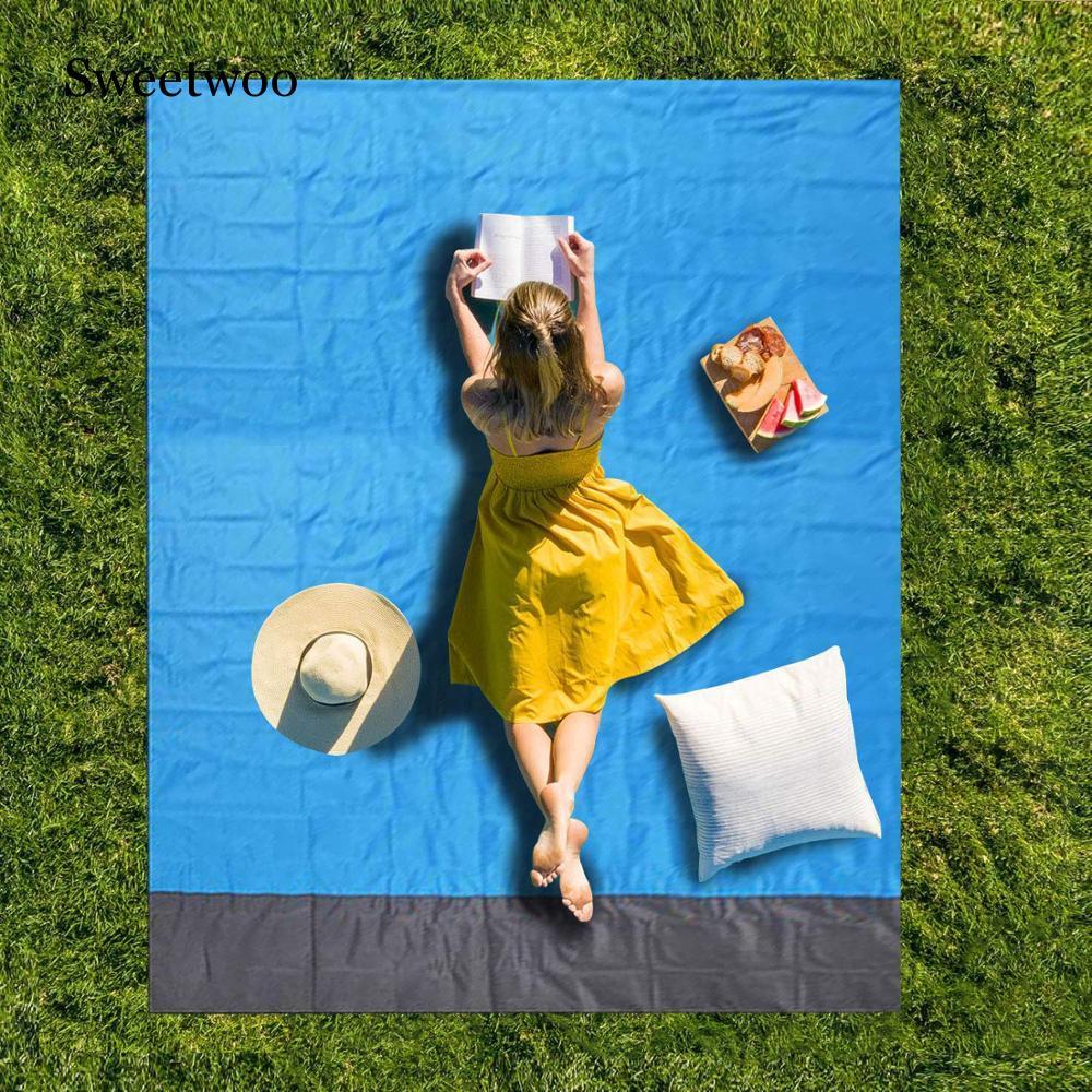 Изображение товара: 2 м * 2 м водонепроницаемый Пляжный коврик, плед, уличный портативный коврик для пикника, напольный коврик для кемпинга, матрас, уличный коврик для кемпинга и пикника, одеяло