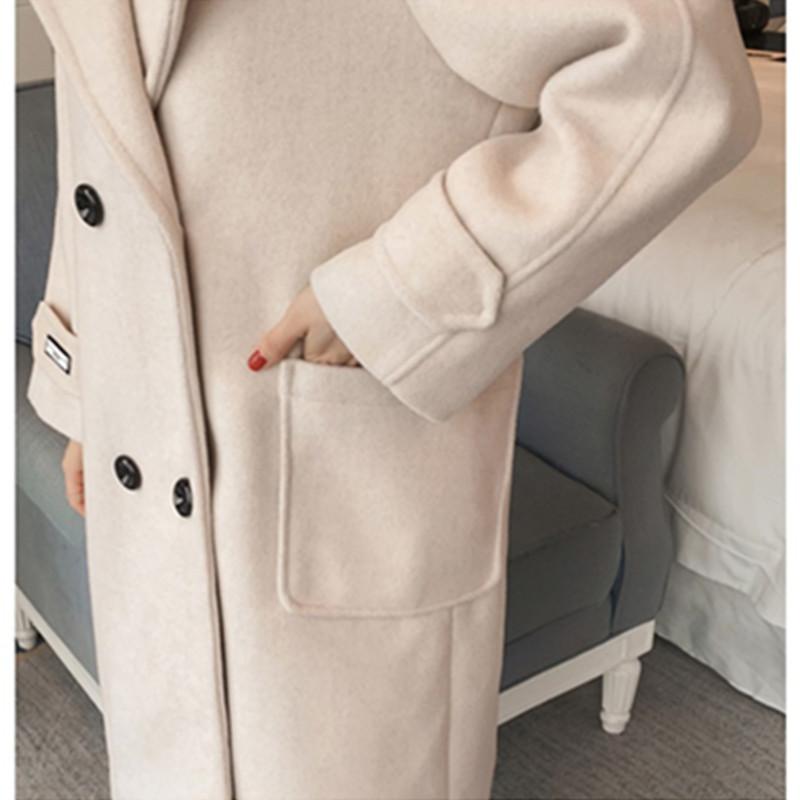 Изображение товара: Женское Полушерстяное пальто YAGENZ, длинное двубортное пальто из смесовой шерсти, базовое шерстяное пальто с двумя карманами, Осень-зима 423