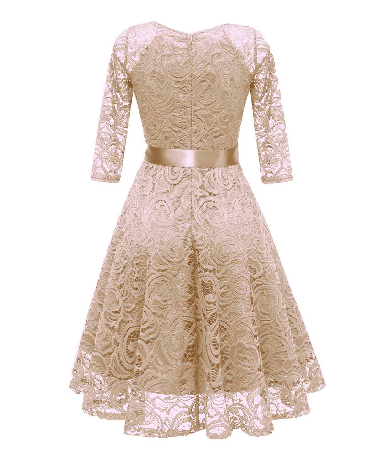 Изображение товара: Женское кружевное платье с длинным рукавом, дизайнерское платье в богемном стиле с цветочным принтом, элегантное платье размера XXL, лето 2021