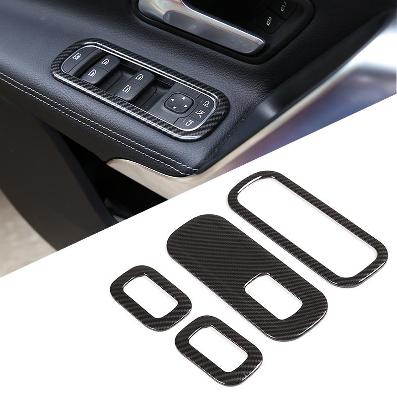 Изображение товара: Автомобильные аксессуары для Mercedes Benz A Class W177 2019, 4 шт., кнопки переключателя стеклоподъемника из углеродного волокна
