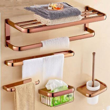 Изображение товара: Free shipping,brass Bathroom Accessories Set, Rose Gold hook,Paper Holder,Towel Bar,Soap basket,Towel Rack bathroom Hardware set