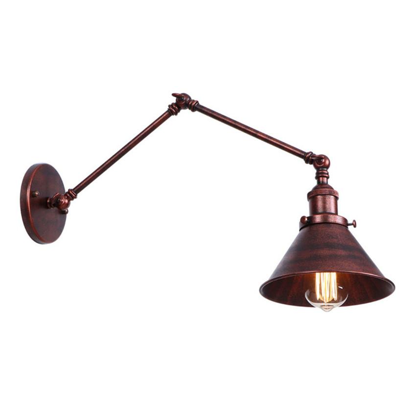 Изображение товара: Винтажные светильники-качели в стиле индастриал, настенная светодиодсветодиодный лампа Эдисона на длинной ножке в стиле лофт, домашнее регулируемое освещение