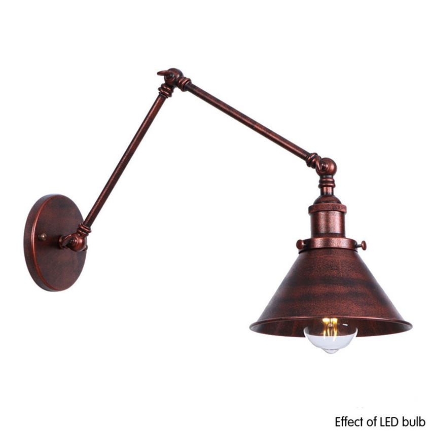 Изображение товара: Винтажные светильники-качели в стиле индастриал, настенная светодиодсветодиодный лампа Эдисона на длинной ножке в стиле лофт, домашнее регулируемое освещение
