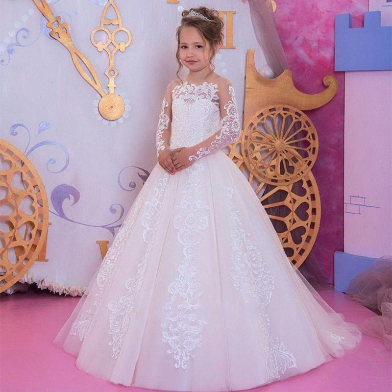 Изображение товара: Платья для девочек, с цветочным принтом, для первого причастия, с аппликацией из бисера, Детские вечерние платья