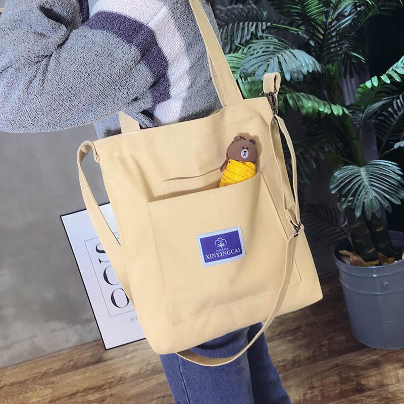 Изображение товара: Холщовая Сумка-тоут для женщин, Повседневная Складная дамская сумочка на плечо для покупок, пляжный саквояж из хлопчатобумажной ткани
