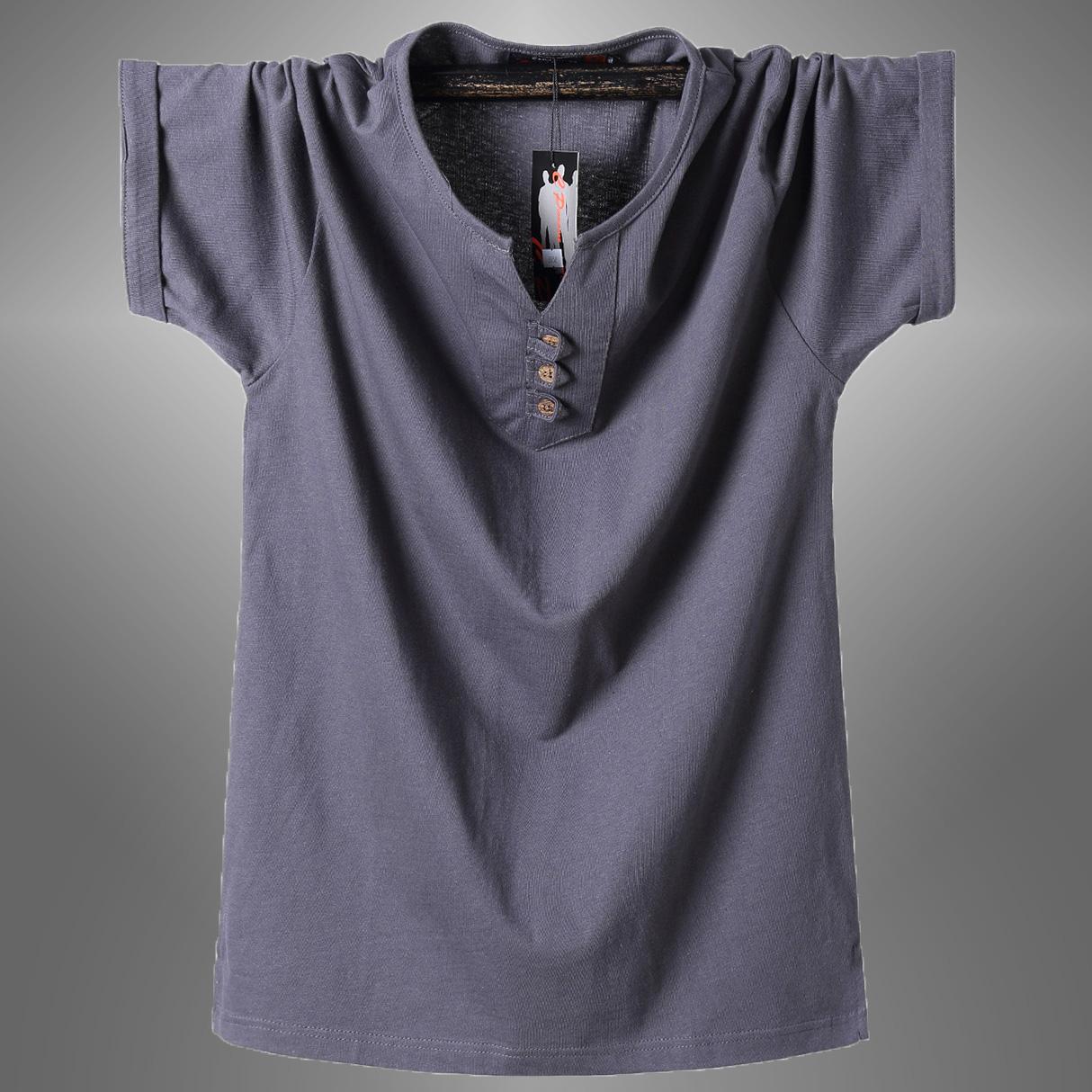 Изображение товара: 2019 Мужская футболка, Мужская Однотонная футболка с полосками сбоку, Camisa, мужская повседневная хлопковая рубашка, мужские деловые топы, футболки M-8XL, размера плюс