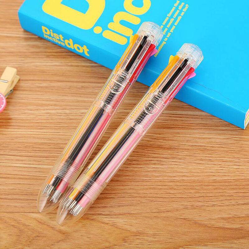 Изображение товара: 1 шт., 8 цветов шариковая ручка, кавайные прозрачные Школьные Аксессуары, шариковая ручка с рисунком граффити, канцелярские принадлежности для школы и офиса