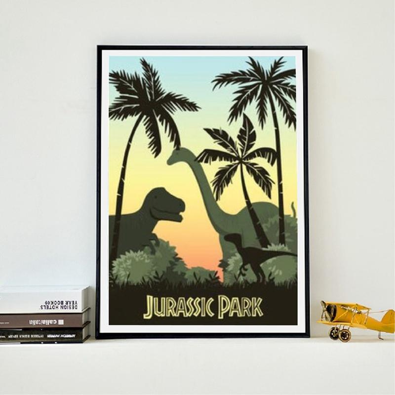 Изображение товара: Плакат парка Юрского периода, рисунок по мотивам фильма динозавра, минималистичное настенное искусство, Картина на холсте для детской комнаты, домашний декор