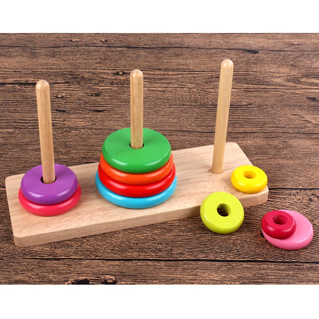 Изображение товара: Деревянная головоломка для развития мозга, 10 колец, Башня Ханоя, деревянная головоломка для раннего развития, игрушки для детей, деревянная головоломка
