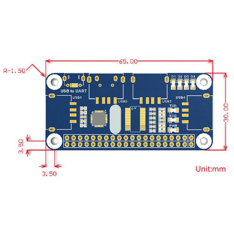 Изображение товара: 4 порта usb-хаб HAT для Raspberry Pi 3 / 2 / Zero W удлинительная Плата USB/UART для последовательной отладки, совместимая с USB2.0/1.