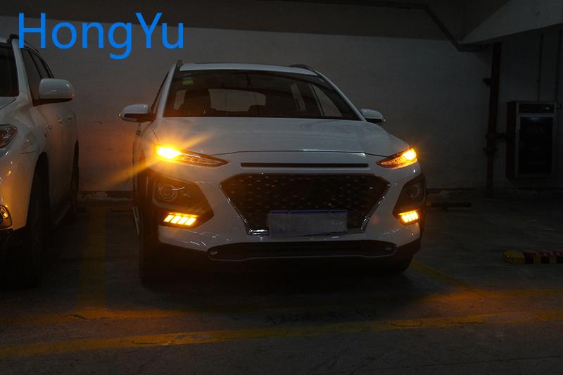Изображение товара: Мигающий светодиодный DRL Дневной светильник s для Hyundai Энсино Кауаи Kona 2017 2018 - 2020 с желтым Поворотная сигнальная лампа