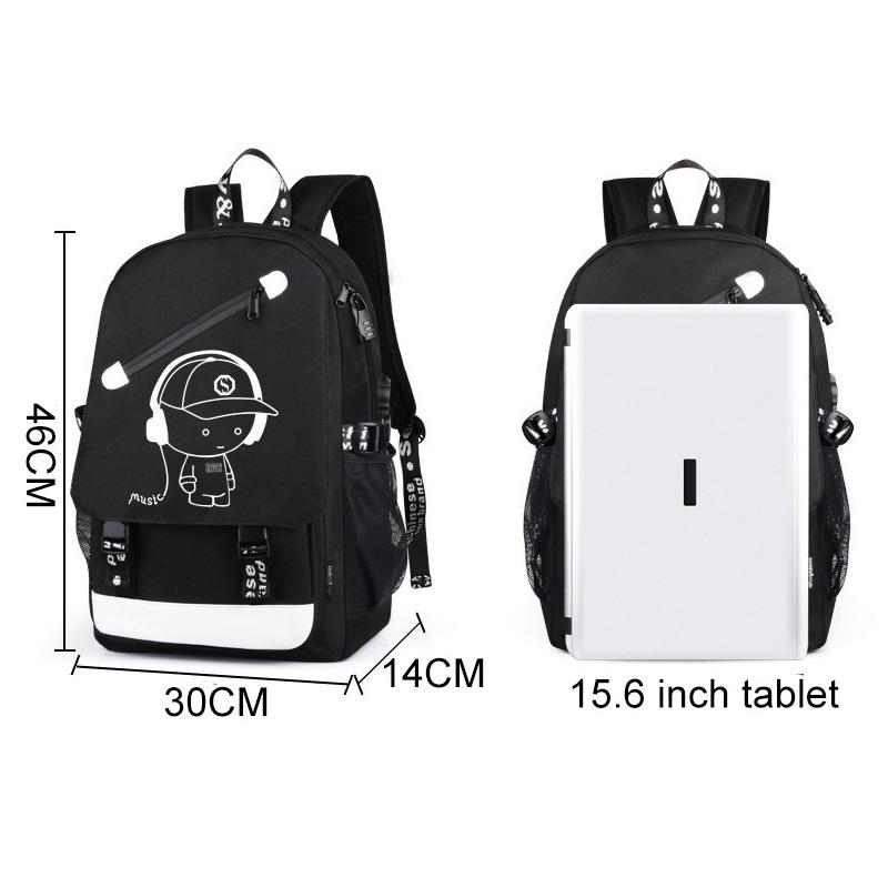 Изображение товара: Анти-Вор школьный рюкзак мужской рюкзак для ноутбука детские школьные сумки для девочек-подростков аниме светящаяся школьная сумка USB зарядка Детская сумка