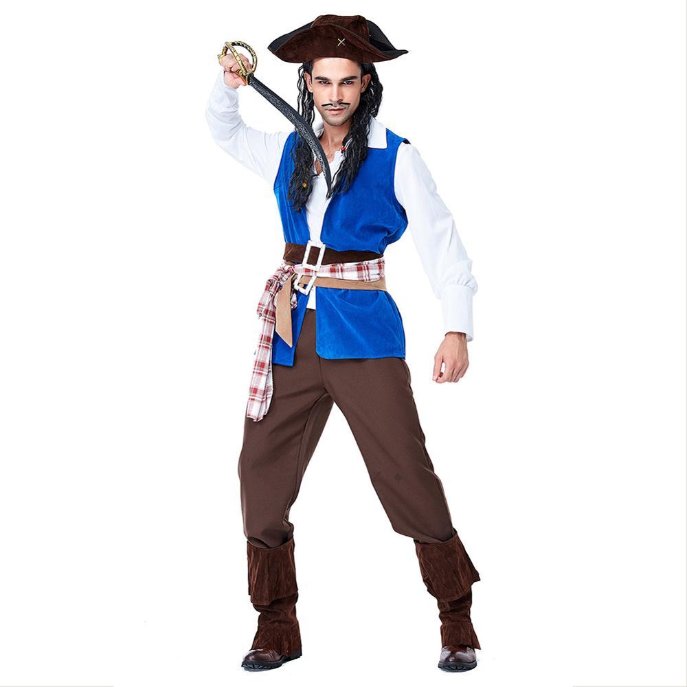Изображение товара: Взрослые мужские костюмы для косплея пирата карибеэнн полный костюм с шапкой костюмы для Хэллоуина карнавала вечерние Косплея