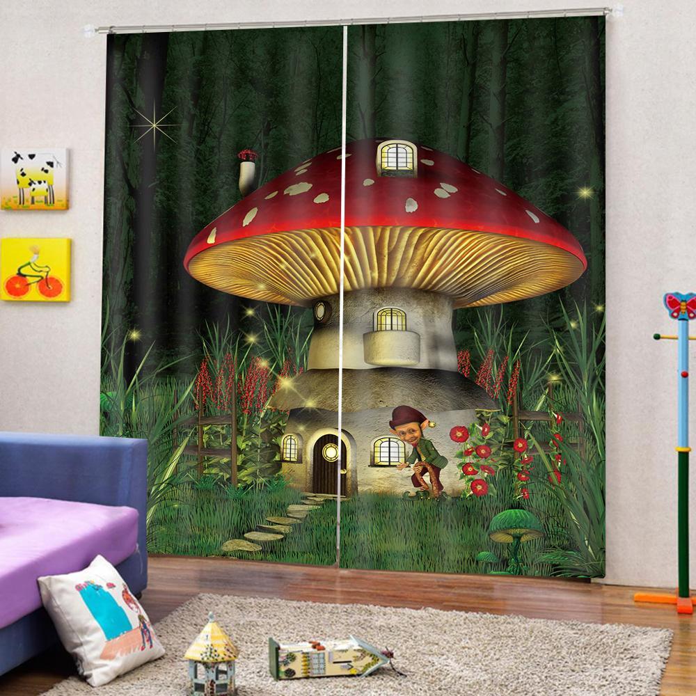 Изображение товара: Гриб шторы для дома детские шторы занавес для офиса Спальня 3D окна шторы Роскошные гостиная украсить Cortina