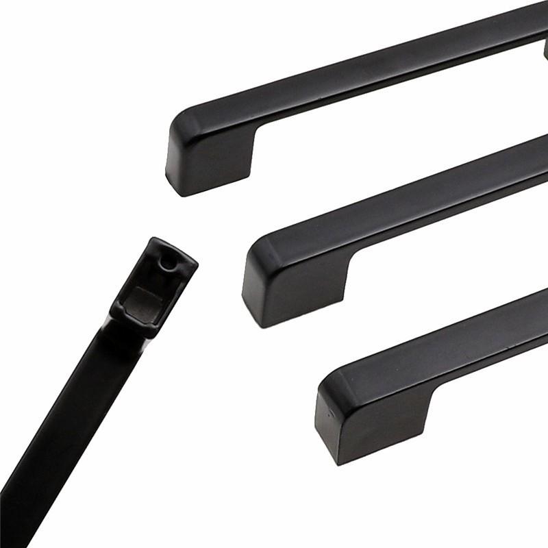 Изображение товара: QVWN, современные ручки для шкафа из алюминиевого сплава, черные, дверцы для кухонного шкафа, ручки для выдвижных ящиков, модная мебельная фурнитура
