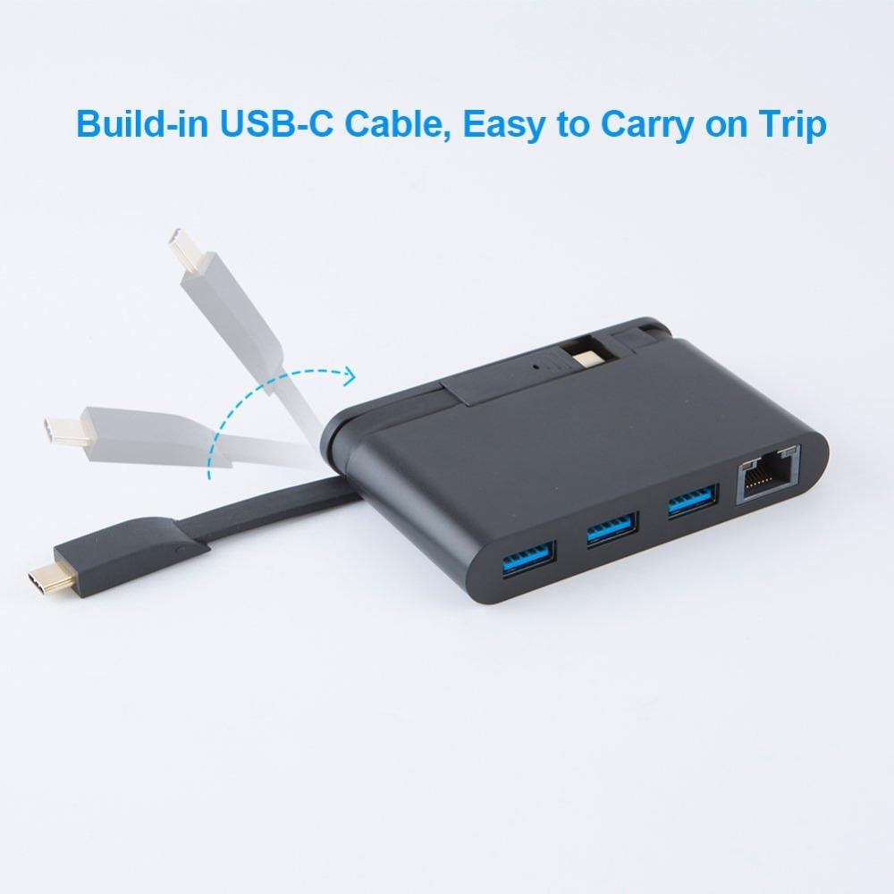 Изображение товара: Адаптер-концентратор USB Type-C на RJ45 Gigabit Ethernet + 3USB 3,0, совместимый с MacBook Pro,MacBook Air 2018,Mac Mini,Thunderbolt 3
