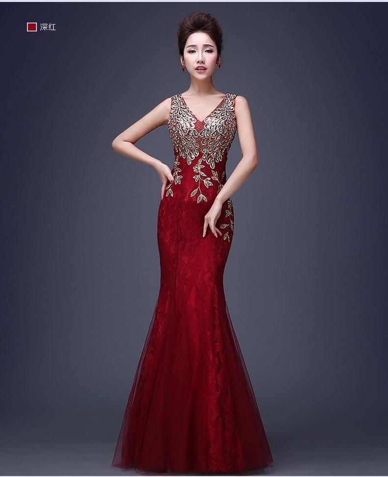 Изображение товара: Женское вечернее платье-Ципао в китайском стиле, элегантное облегающее платье-Русалка для свадебной вечеринки