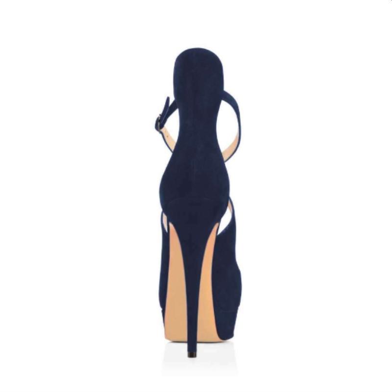 Изображение товара: Женские босоножки 2019, модные босоножки на высоком каблуке для вечеринки, женские сандалии, размеры 34-45, замшевые женские сандалии