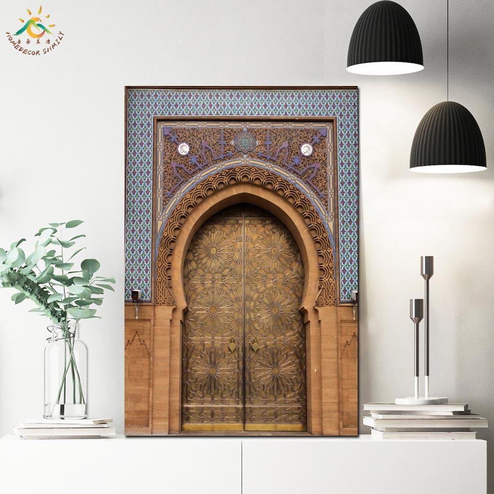 Изображение товара: Исламские восточные двери в кусте, настенные принты, Современная рамка в стиле поп-арт, Свиток, холст, живопись, плакат, настенные картины, украшение для дома