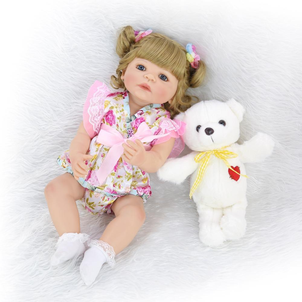 Изображение товара: KEIUMI эксклюзивная Boneca Reborn 55 см полная силиконовая, виниловая кукла золотые кудри для новорожденных, для девочек кукла DIY Playmates игрушки для детей
