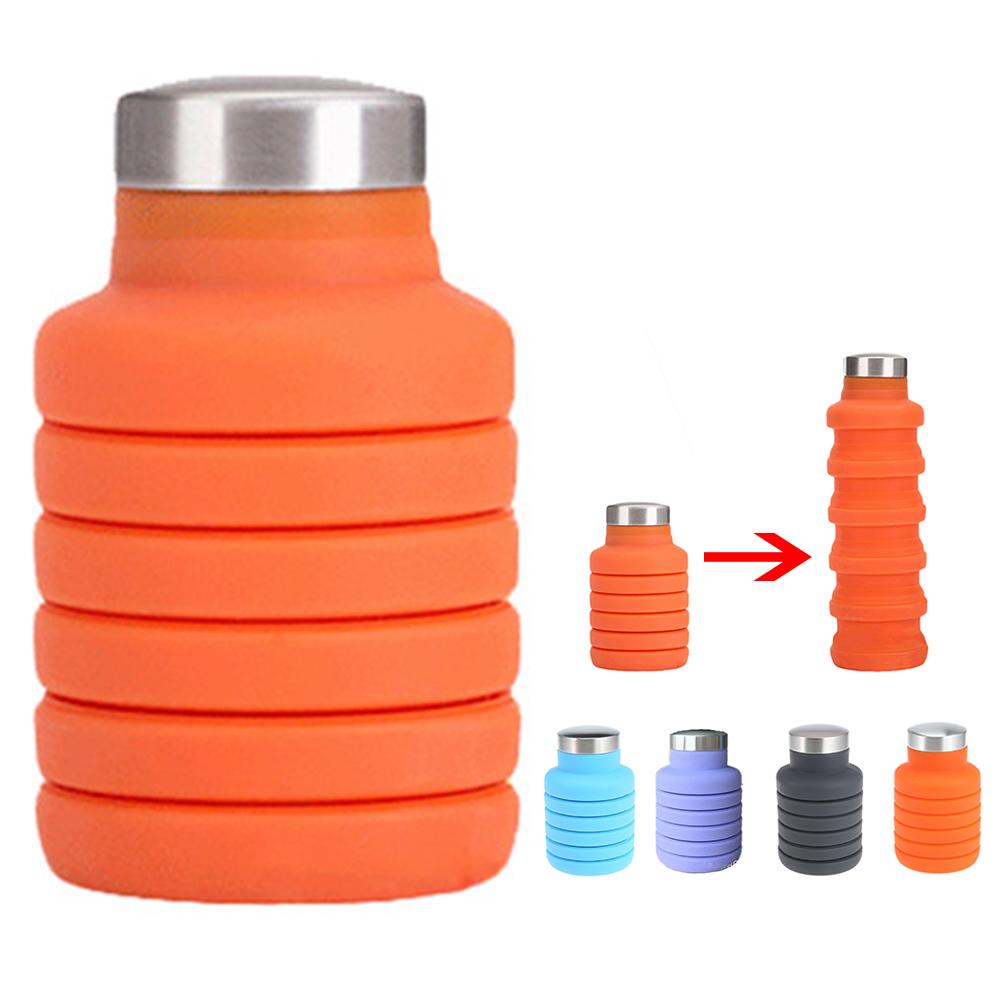 Изображение товара: Складная бутылка для воды, силиконовая чашка для путешествий, креативные выдвижные чашки, телескопическая бутылка для воды для детей и взрослых, 500 мл
