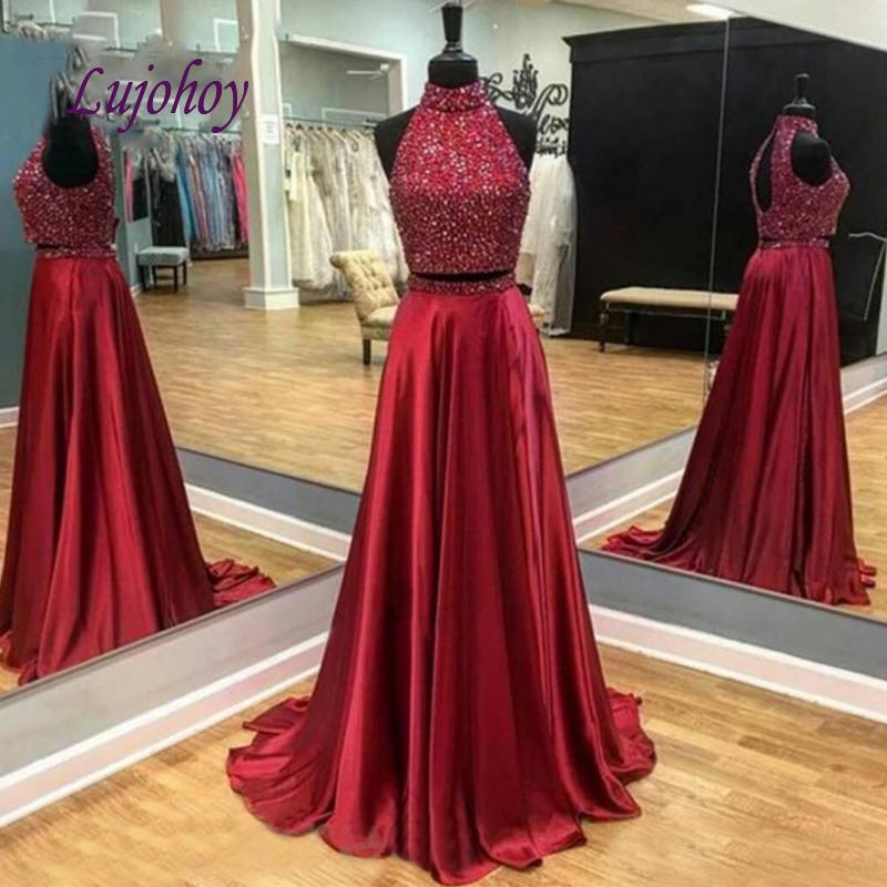 Изображение товара: Красные длинные вечерние платья вечерние плюс Размеры Для женщин из 2 частей женские сексуальные выпускные торжественные вечерние платья 2019