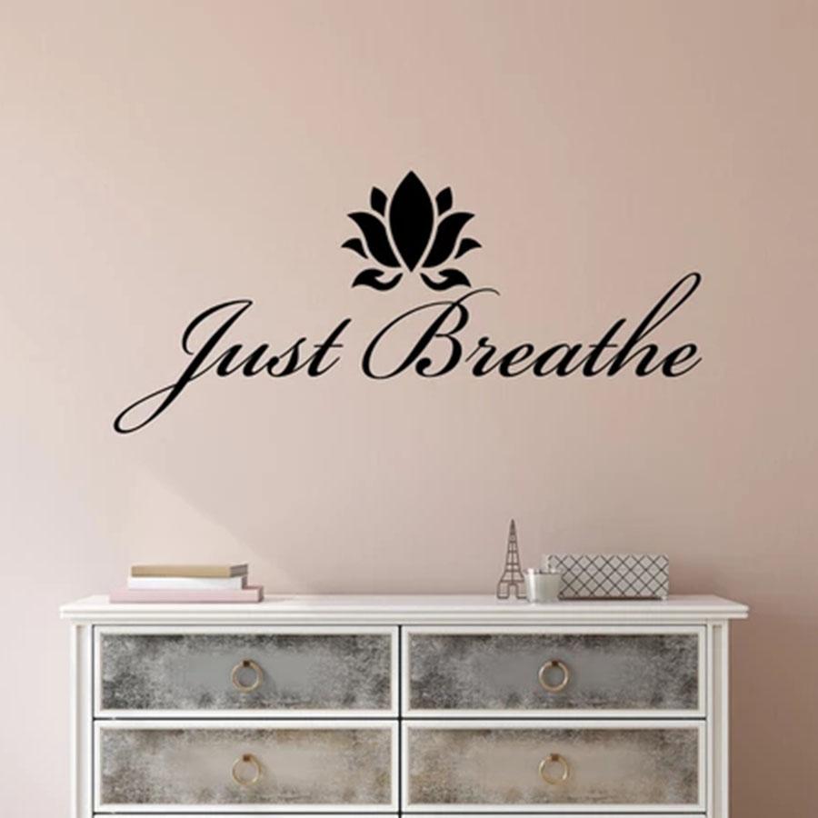 Изображение товара: Vinyl Wall Decal Yoga Stickers Motivation Quote Yoga Relaxing Words Inspiring Breathe Letters Art Mural For Bedroom X181