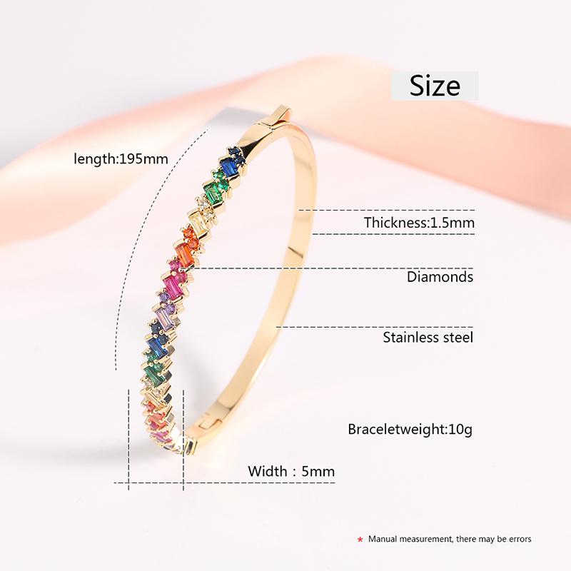 Изображение товара: Роскошный женский браслет с блестящими кристаллами, браслеты для женщин, модные радужные браслеты и браслеты, свадебная бижутерия, подарок
