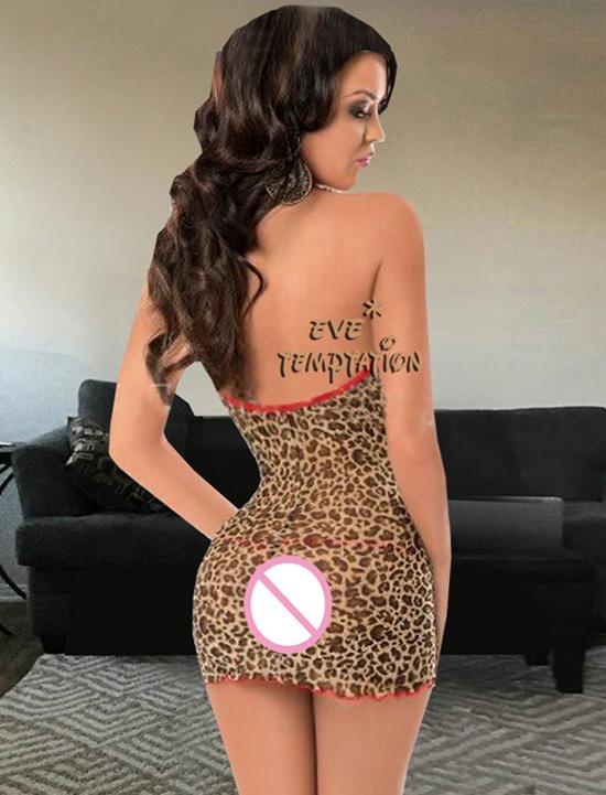 Изображение товара: Женское сексуальное нижнее белье с леопардовым принтом, кружевное нижнее белье, сексуальное эротическое платье, банный халат, ночная рубашка, пижамы A070