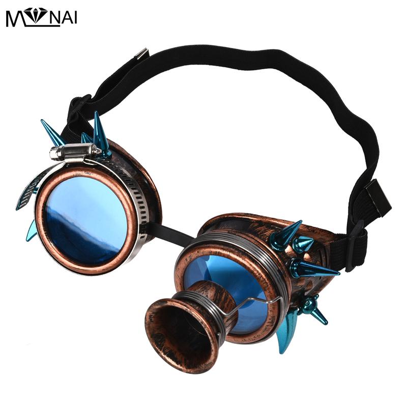 Изображение товара: Панк заклепки мотоциклетные очки синие шипы очки в стиле стимпанк Косплей винтажные очки