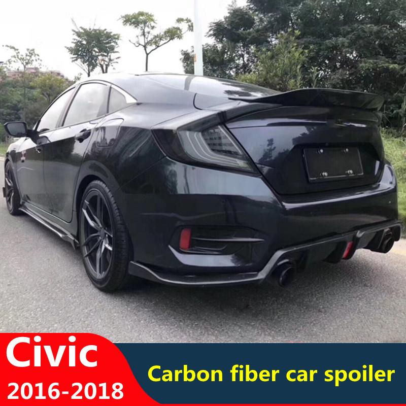Изображение товара: Спойлер CEYUSOT для Honda Civic из натурального карбона/ФАП 2016 2017 2018 Civic, задний спойлер для багажника автомобиля, крылья, черный губа, хвост, плавник, автозапчасти