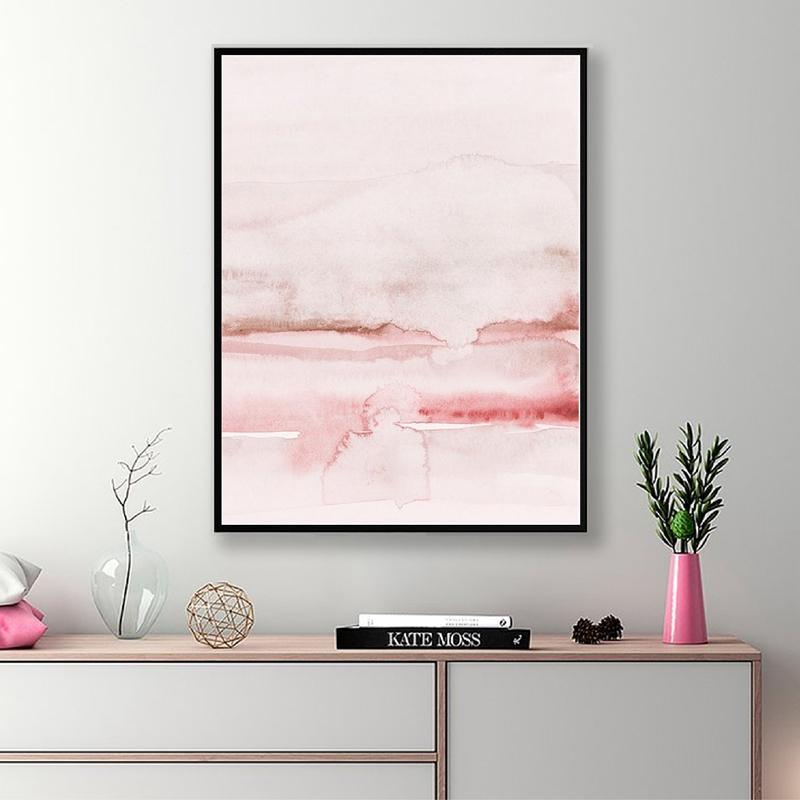 Изображение товара: Румяна розовая краска абстрактный акварельный принт современный минималистский плакат Настенная картина для гостиной домашний декор