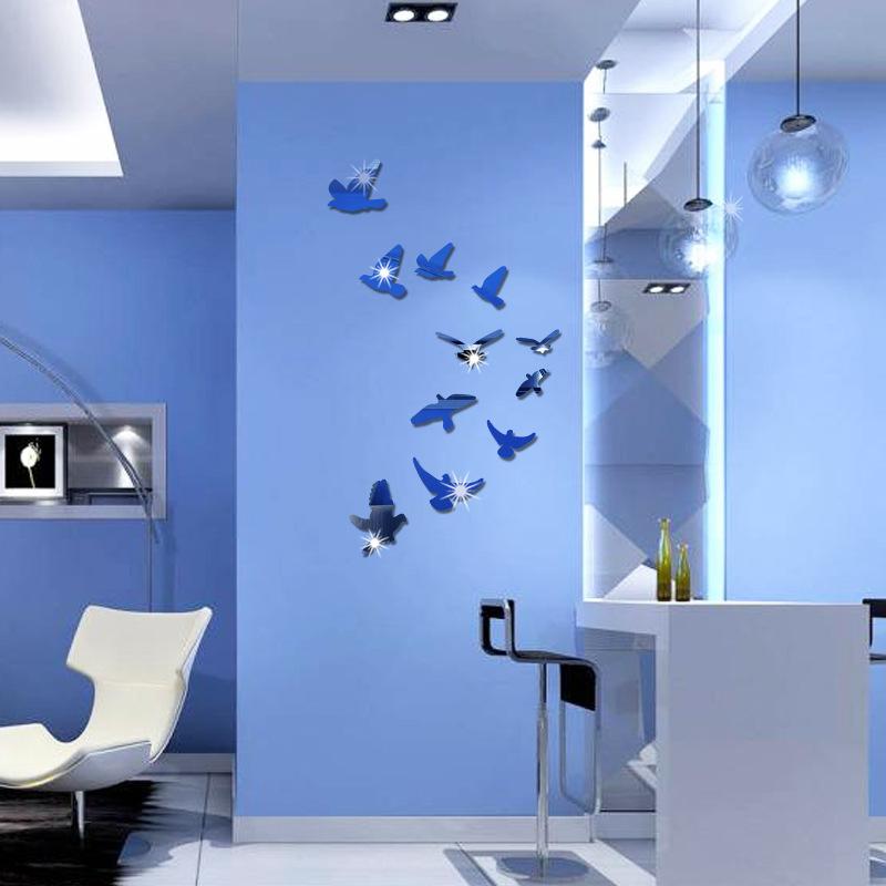 Изображение товара: Акриловое зеркало летающая птица голубь наклейки на стену гостиная спальня творческое зеркало стикер