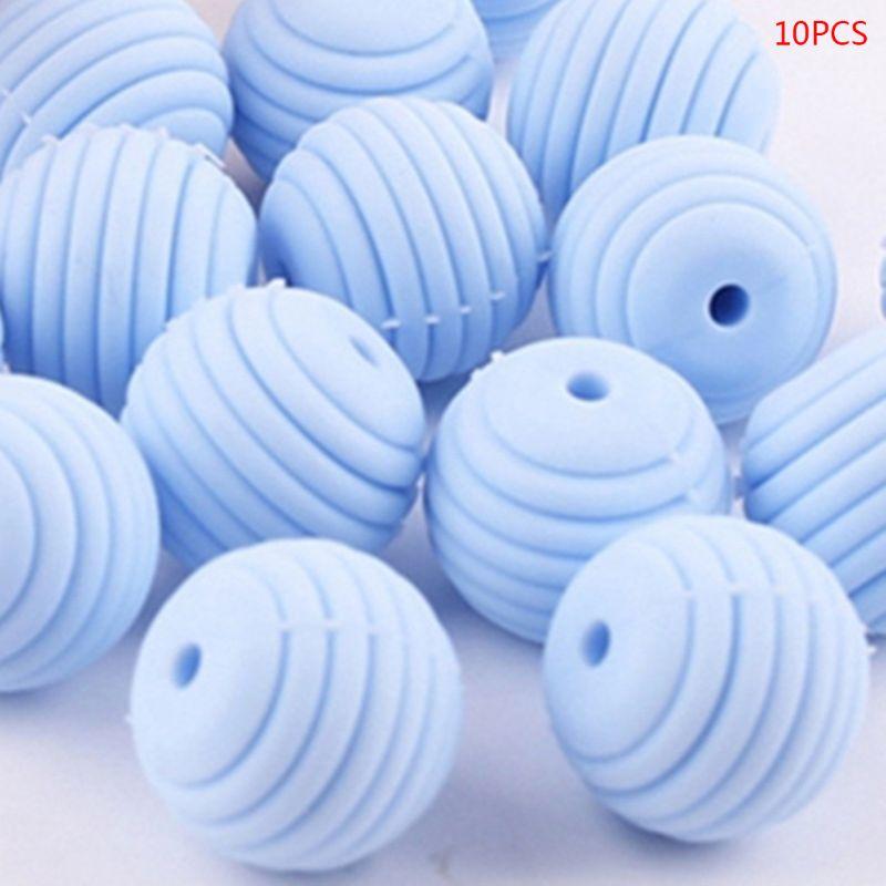 Изображение товара: 10 Соединенных силиконовых шариков, Детские спиральные Круглые бусины для прорезывания зубов, ожерелье «сделай сам», аксессуары для цепочки для пустышки