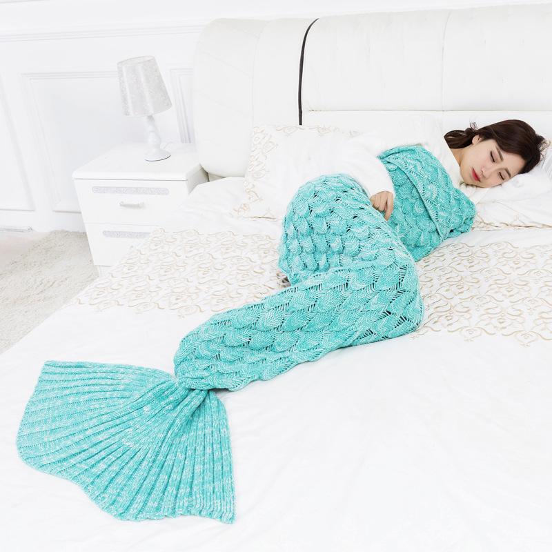 Изображение товара: Разноцветный стиль Красота женская фотосессия Сексуальная Женская рыба весы вязаное Одеяло Русалка тонкий хвост вязаное одеяло