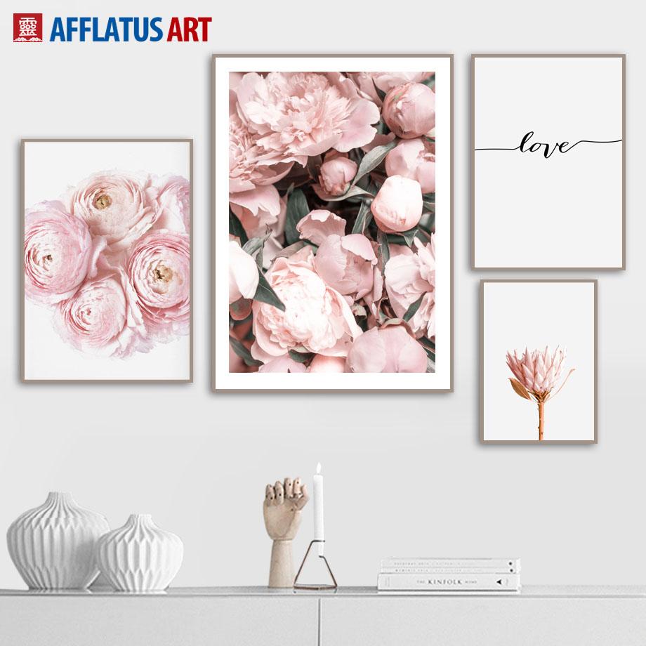 Изображение товара: Абстрактная фигурка розового пиона, хризантемы, настенная Картина на холсте, скандинавские постеры и принты, настенные картины для декора гостиной