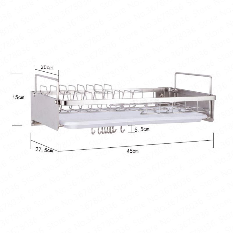 Изображение товара: 304 Нержавеющая сталь стене висит стойки Слива одной Слои блюдо корзинка для палочек нож-крюк Кухня органайзер для сушки посуды