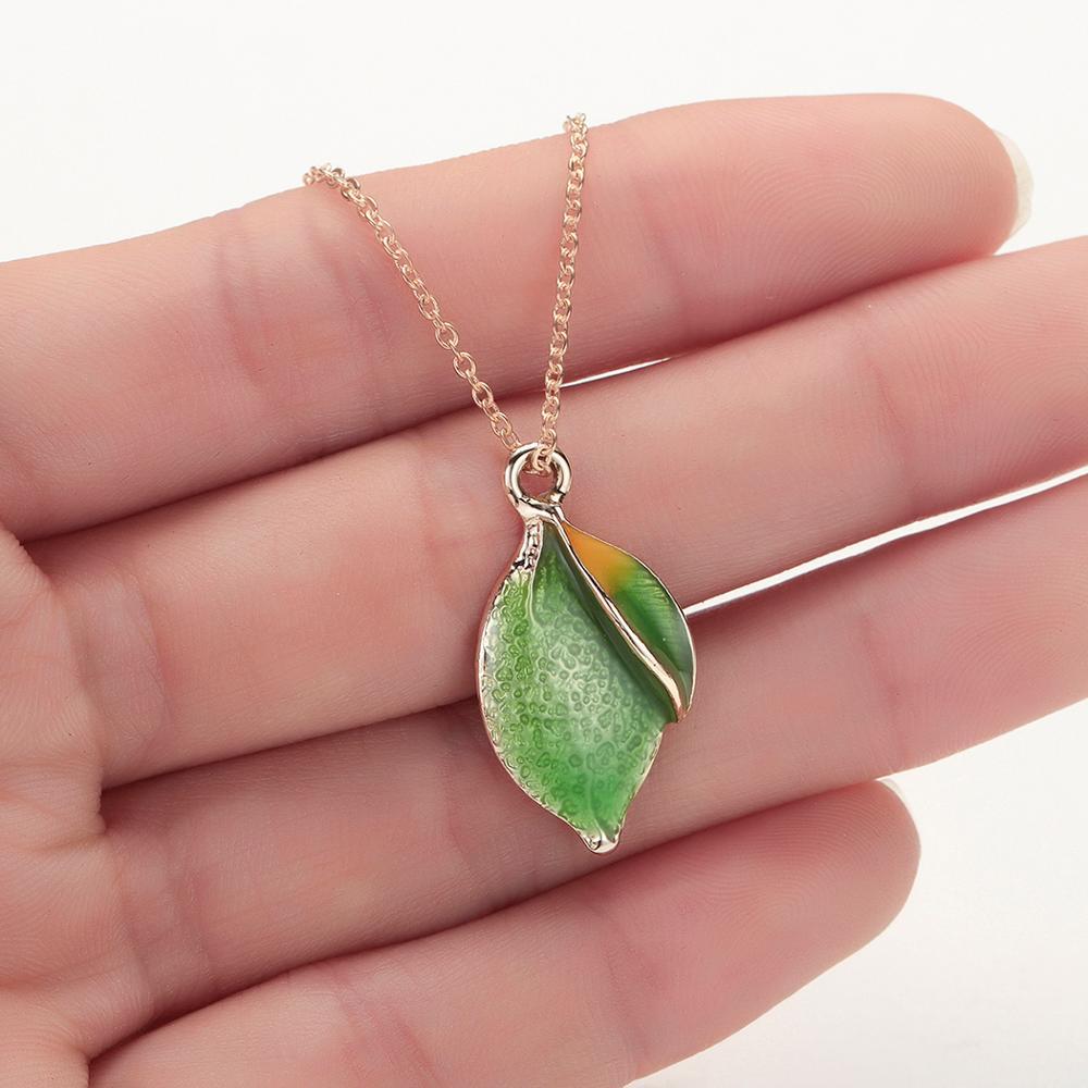 Изображение товара: Тоторова винтажная бижутерия; ожерелье с зелеными листьями кулон ожерелье для женщин Драгоценное Ожерелье Аксессуары