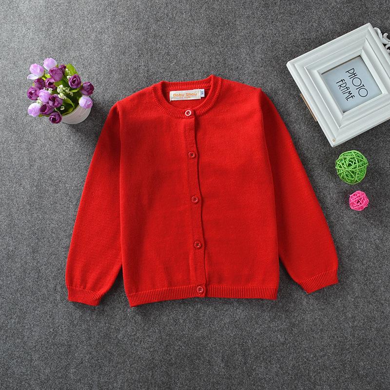 Изображение товара: Детский модный кардиган в Корейском стиле для девочек, детская Вязанная одежда простой весенне-осенний свитер для малышей Кардиг