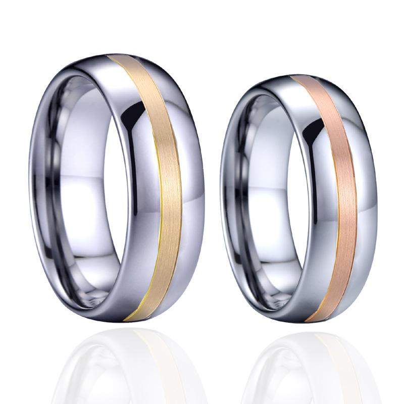 Изображение товара: Обычай Настоящее 14 К Золотое кольцо для мужчин обручальное кольцо из розового золота группа пара вольфрамовых колец для женщин