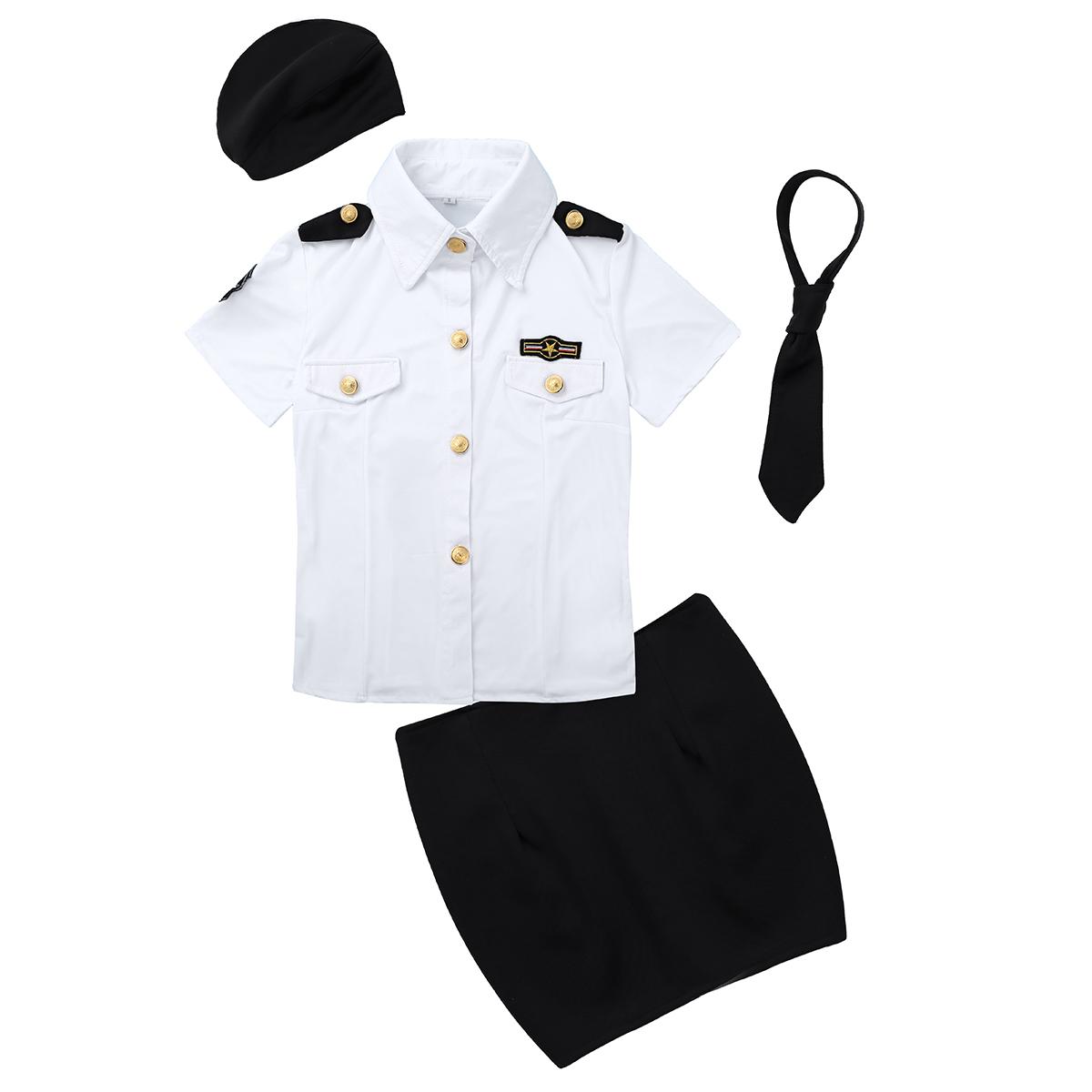 Изображение товара: Женский костюм на Хэллоуин, костюм для взрослых, полицейский, сексуальное женское белье, маскарадное платье, Униформа, рубашка и облегающая юбка, шляпа и галстук